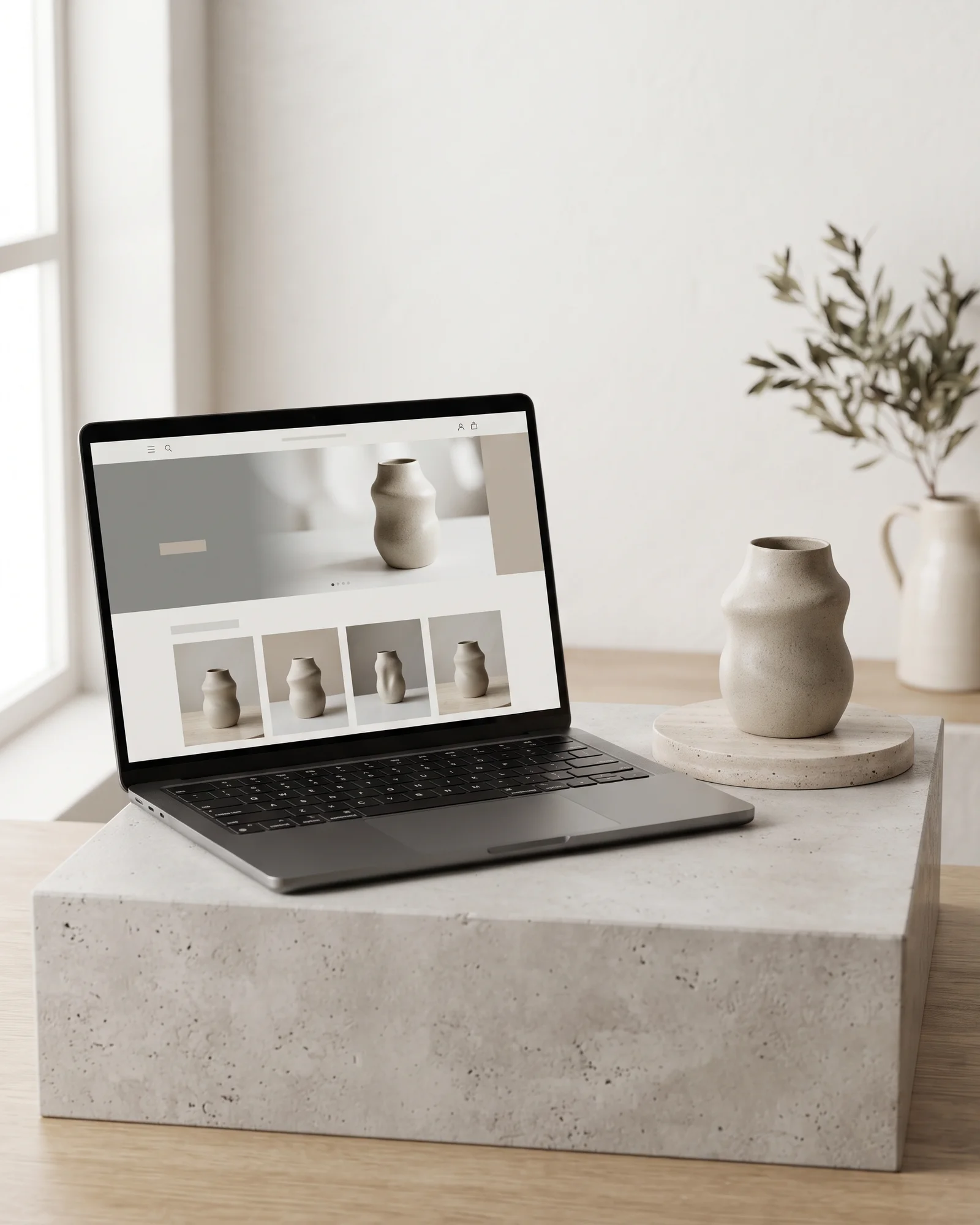 Modern ecommerce website displayed on a laptop