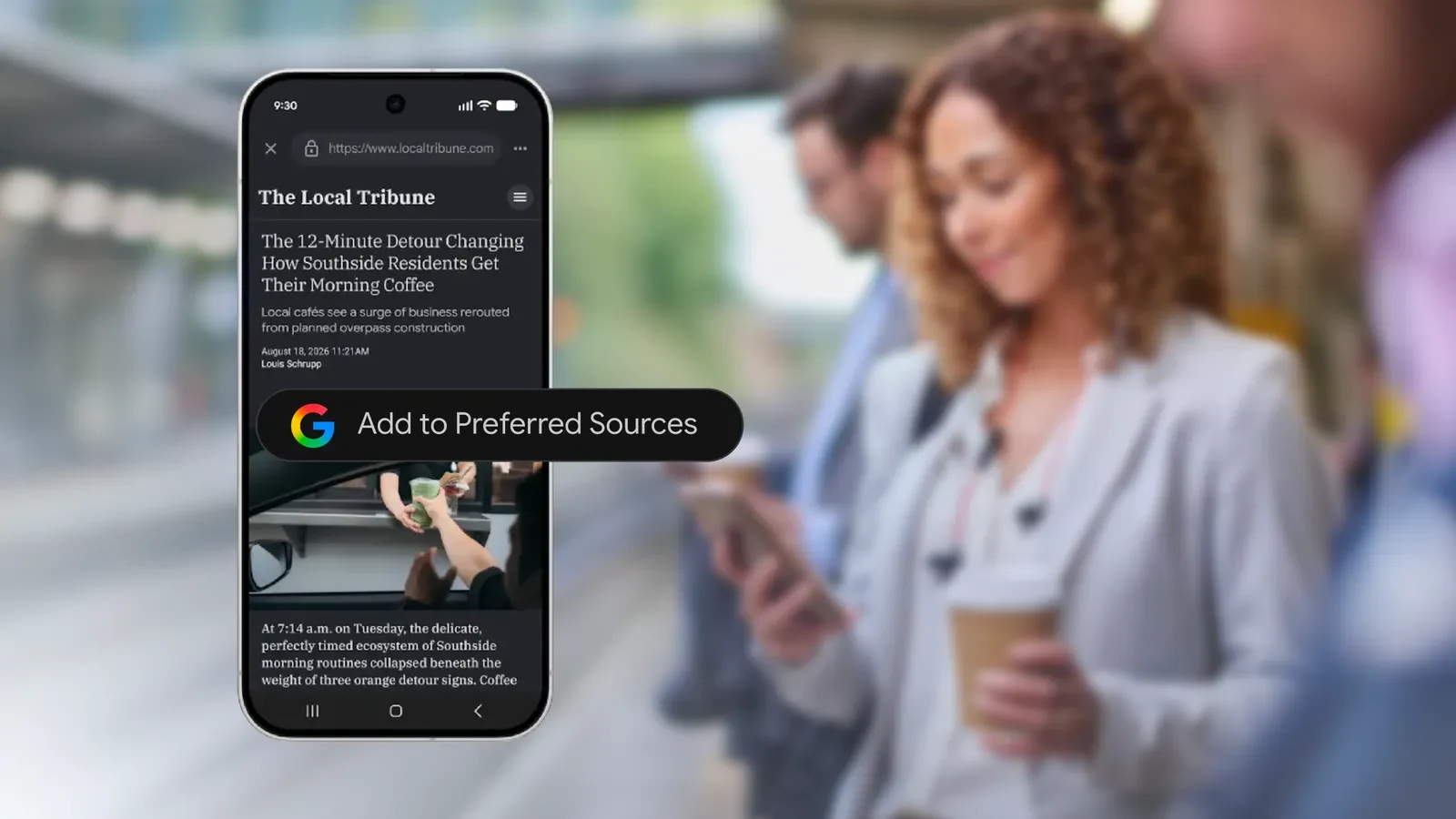 Google Preferred Sources бутон за предпочитан източник